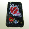 100% Brand New Crystal Butterfly Rhinestone Bling Plastic Case For Apple iphone 3G 3Gs