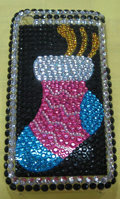 Brand New Crystal Christmas Stocking Rhinestone Bling Plastic Case For Apple iphone 3G 3Gs