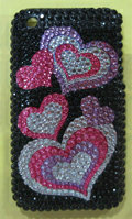 Brand New Hearts Crystal Diamond Rhinestone Plastic Hard Cover Case For Apple iphone 3G 3Gs