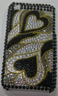 Brand New Two Hearts Crystal Diamond Rhinestone Plastic Case For Apple iphone 3G 3Gs