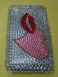 Brand New White Mouth Crystal Diamond Rhinestone Cover Case for Apple iPhone 3G 3GS
