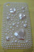 Brand New White Pearl Crystal Bling Diamond Rhinestone Plastic Case For Apple iphone 3G 3Gs