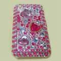 Brand New Pink Hearts Bling Crystal Diamond Plastic Hard Case For Apple iphone 3G 3Gs