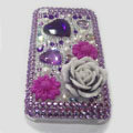 Brand New Purple Bling Flower Crystal Diamond Plastic Hard Case For Apple iphone 3G 3Gs