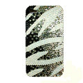 Zebra iphone 4G case crystal bling cover - black grey