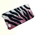 Zebra iphone 4G case crystal bling cover - black pink