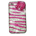 Zebra iphone 4G case crystal bling cover Bow - Rose