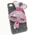 Rabbit Crystal bling case for iphone 4G - pink EB001