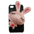 Rabbit Crystal bling case for iphone 4G - pink EB005