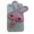 Rabbit Crystal bling case for iphone 3G - pink heart