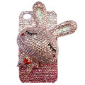 Rabbit Crystal bling case for iphone 4G - pink EB008