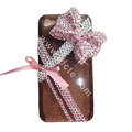 Bowknot crystal bling case for iphone 4G - pink