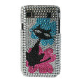 Brand New Charming cat crystal bling case for Samsung i9000 - black