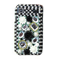 Flowers Rhinestone Diamond Crystal case for Samsung i9000 - black