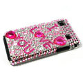 Heart Rhinestone Bling Crystal for Samsung i9000 case - pink