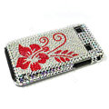 Flower bling crystal for Samsung i9000 case - red