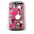 Flower bling crystal case cover for HTC G7 - pink