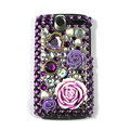 Flower bling crystal case cover for HTC G7 - purple