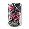 Heart bling crystal case cover for HTC G7 - pink