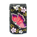 Butterfly Bling crystal case for BlackBerry 9700 - black