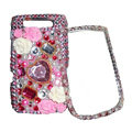 Flower 3D bling crystal case for BlackBerry 9800 - pink
