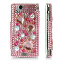 Hearts 3D Diamond Case for Sony Ericsson Xperia Arc LT15i X12 - pink