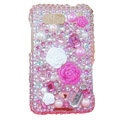 Pink Flower 3D Bling crystal case for Motorola MB525