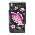 Butterfly bling crystal case for Motorola MB810 - pink