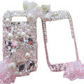 Bling pearl crystal diamond case for Nokia E71 - white