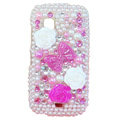 Bowknot bling pearl crystal case for Nokia C5-03 - pink