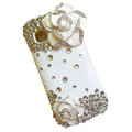 Camellia S-warovski bling crystal case for Nokia C5-03 - white