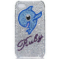 Bling Dolphin crystal cases skin for iPhone 4G - blue
