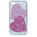 Bling Heart crystal cases covers for iPhone 4G - pink