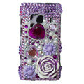 Bling 3D Flower Crystals Hard Cases Covers For Nokia N8 - purple
