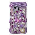 Bling 3D Flower Diamond Crystals Hard Cases Covers For Nokia N8 - purple