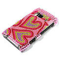 Bling Double Heart Crystals Hard Cases Covers For Nokia N8 - Pink