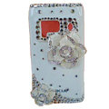 Bling Flowers Crystals Hard Plastic Cases Covers For Nokia N8 - White