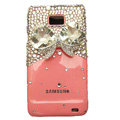 Bowknot Bling Crystals Cases Covers For Samsung i9100 GALAXY SII S2 - Pink