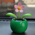 Flip Flap Solar apple Flower solar swinging flower solar toy gift car accessories - Green