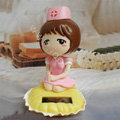 Cute Shake his head doll Solar Uniform Doll Uniform Fan Car decoration - Pink
