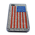 American flag bling crystal Hard Cases Covers for iPhone 4G - Red