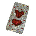 Bling covers Heart diamond crystal cases for iPhone 4G - Red