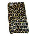 Bling covers Leopard Grain diamond crystal cases for iPhone 4G - Yellow