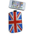 Luxury Bling Holster covers Britain Flag diamond crystal cases for iPhone 4G - Red