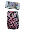 Luxury Bling Holster covers Stone Grain diamond crystal cases for iPhone 4G - Pink