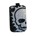 Luxury Bling Holster covers Skull Half diamond crystal cases for iPhone 4G - Black