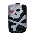 Luxury Bling Holster covers Skull White diamond crystal cases for iPhone 4G - Black