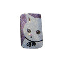 Luxury Bling Holster covers Snowman diamond crystal cases for iPhone 4G - Purple