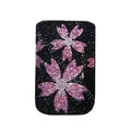 Luxury Bling Holster covers Two Flower diamond crystal cases for iPhone 4G - Pink