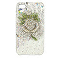 Bling S-warovski Flower diamond crystal cases covers for iPhone 4G - White